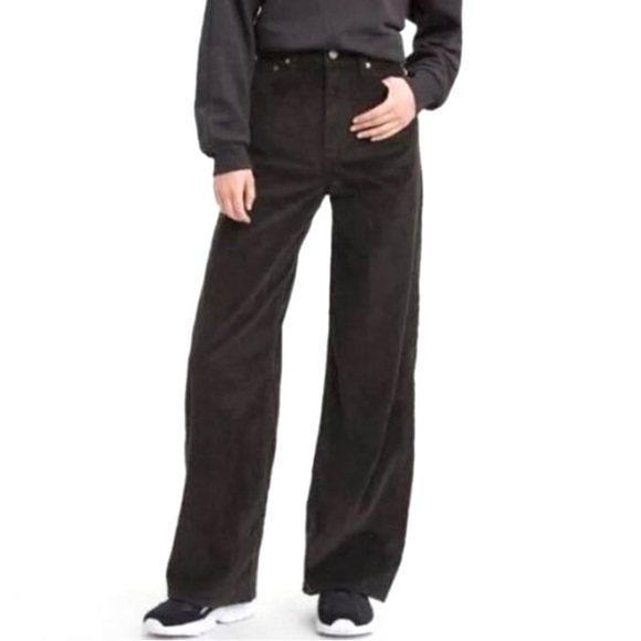 Levi’s Low Pro Straight leg Relaxed Corduroy Pants Black Womens 29 NEW - Picture 2 of 13